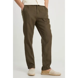 Keten Chino Pantolon Haki Erkek Pantolon