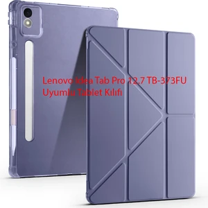 Yesnıce Lenovo Idea Tab Pro 12.7 TB-373FU Uyumlu Kalemlikli Standlı Uyku Modlu Katlanabilir Tablet Kılıfı