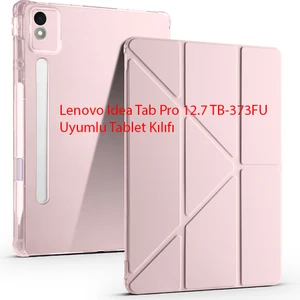 Yesnıce Lenovo Idea Tab Pro 12.7 TB-373FU Uyumlu Kalemlikli Standlı Uyku Modlu Katlanabilir Tablet Kılıfı