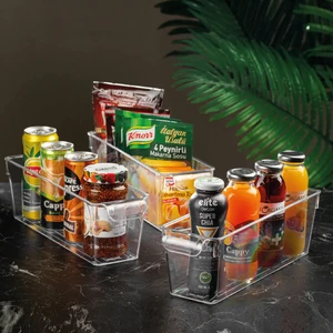 3'lü Buzdolabı Düzenleyici - Şeffaf Buzdolabı Içi Düzenleyici Organizer 10 x 32,5 x 10 cm