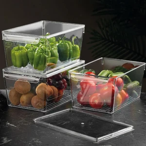 3'lü Set Kapaklı Buzdolabı Düzenleyici Buzdolabı Içi Düzenleyici Organizer 14 x 32,5 x 20 cm