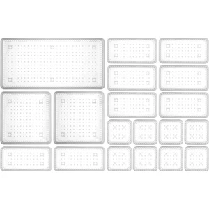 19'lu Çekmece Içi Çok Amaçlı Organizer -Kozmetik Takı Makyaj Organizeri Dolap Içi Düzenleyici Şeffaf