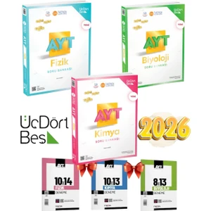 ÜçDörtBeş Yayınları 2025 Ayt Fizik Kimya Biyololoji Soru Bankası Fen Bilimleri Sayısal Set+Ayt 3 Deneme Set Hediye