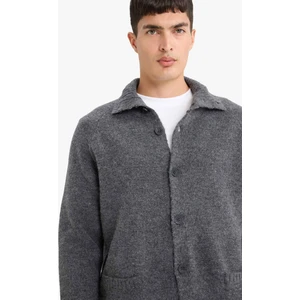 Standart Fit Balıkçı Yaka Düğmeli Cepli Triko Hırka E8396AX25CW