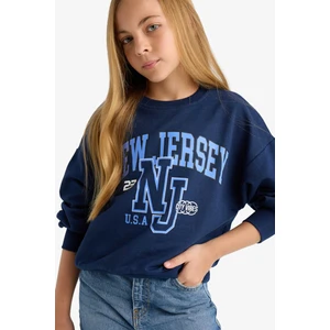 Kız Çocuk Relax Fit Bisiklet Yaka Baskılı Sweatshirt E8894A825AU