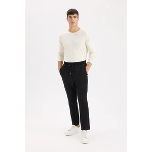 Siyah Eşofman Altı Twill Slim Fit Dar Kesim Beli Bağcıklı Cepli Düz Paça D9708AX24AU