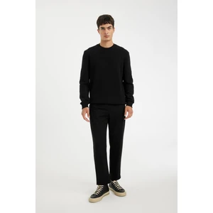 Siyah Eşofman Altı Slim Fit Dar Kesim Fermuarlı Basic Düz Paça D6091AX24AU