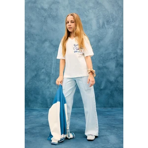 Kız Çocuk Paperbag Kargo Geniş Paça Jean Pantolon E5883A825AU