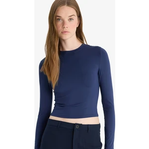 Fitted Bisiklet Yaka Uzun Kollu Tişört D0199AX25AU