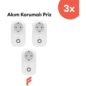 Akıllı Akım Korumalı Priz 3'lü Set (16 Amper), Wifi, Uzaktan Kontrol, Enerji Tüketim Takibi