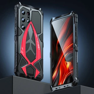 Luphıe Samsung Galaxy S24 Ultra Kılıf Spor Araba Tasarımı Darbeye Dayanıklı Metal + Tpu Telefon Kapağı Ekran Koruyucu Ile-Siyah/kırmızı (Yurt Dışından)