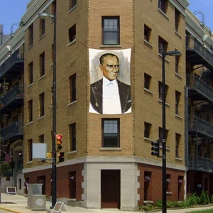 Atatürk Portre Poster Cephe Bayrağı -200X300CM ( 2x3 Metre) -Bayrak