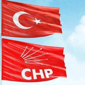 70X105 cm Alpaka Kumaş Türk Bayrağı ve 100X150 cm Raşel Kumaş Chp Kırmızı Bayrak - 2 Bayrak Set