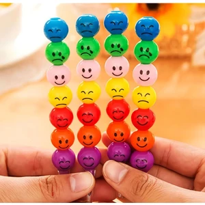 Renkli Eğlenceli Emoji Yüzlü Yumurtlayan Kalem Renkli Boya Kalemi Seti 4'lü Paket Mini Boya Seti