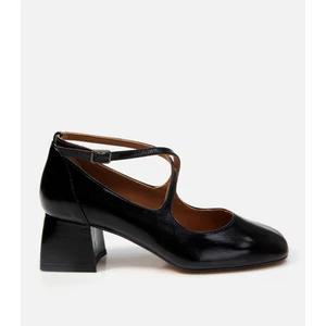 01AYH290540A100 HAKIKI Deri Siyah Kadın Kalın Topuk