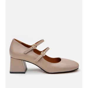 01AYH290850A450 MARY Jane  Deri Vizon Kadın Kalın Topuk