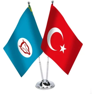 Gagavuz Türkiye İkili Saten Masa Bayrağı