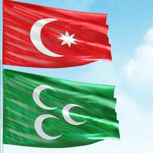 100X150 cm Raşel Kumaş Osmanlı Imparatorluğu Bayrağı ve 100X150 cm Raşel Kumaş Üç Hilal Bayrak Set