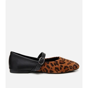01AYH297620A379 MARY Jane  Deri Leopar Desenli Kadın Babet