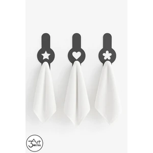 Mat Siyah 3’lü Duvar Askısı Seti | Metal Banyo Havlu Askılığı | Yapıştırmalı - Lif-Bornoz Askısı