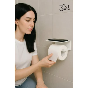 Metal Telefon Raflı Tuvalet Kağıdı Tutucu | Çift Taraflı Bantlı Montaj | Banyo Organizer Raf