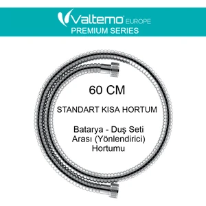 60 cm Çelik Parlak Krom Batarya Duş Seti Bağlantı Hortumu VS-202