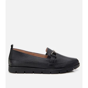 Kadın Deri Siyah Tokalı Loafer
