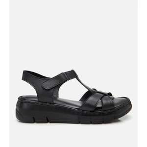 01SAH306850A100 KADIN Deri Siyah Ayarlanabilir Comfort Sandalet