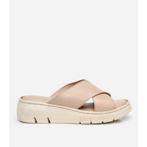 Kadın Deri Bej Comfort Terlik