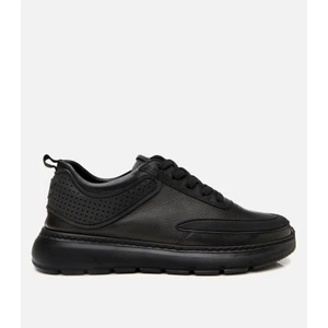 02ayh305970a100 Erkek Deri Siyah Ultra Hafif Tabanlı Spor Ayakkabı