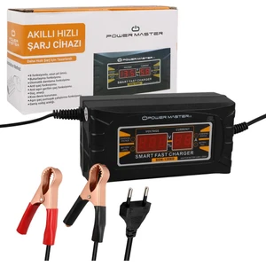Powermaster SON-1206D 12 Volt 6 Amper Akıllı Hızlı Akü Şarj Cihazı Araç Oto Motosiklet Karavan Akü Şarj Aleti