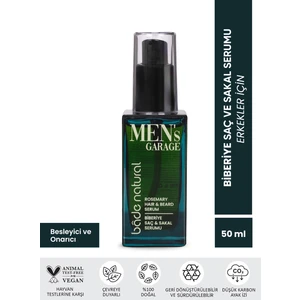 Bade Natural Men's Garage Biberiye Saç ve Sakal Serumu Besleyici ve Derinlemesine Bakım 50 ml
