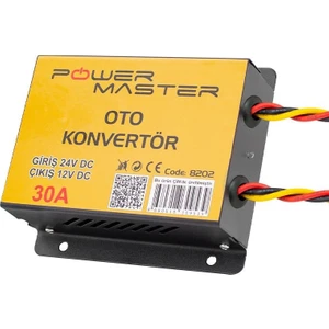 Powermaster PM-8202 24V Dc 12V Dc 30 Amper Oto Konvertör 24 Voltu 12 Volta Çevirici Düşürücü Konvertör Tır Otobüs Için