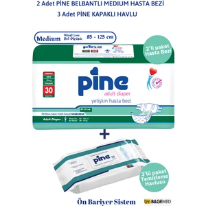 Belbantlı Ön Bariyerli Hasta Bezi Medium 30X2 + Temizleme Havlusu 50X3 Set