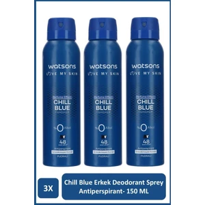 Chill Blue Deodorant Sprey Erkek Pudralı 3x150ml