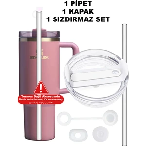 Quencher 40 Oz 1.18 LT Uyumlu Pipetli Termos Kapak - Kapak + Sızdırmaz Set + Pipet