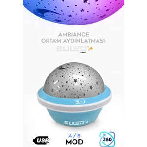 Mini Sihirli Ay Yıldız Ambiyans Küre Tavan ve Duvar 360 Işıklı Küre USB Enerjili Portatif