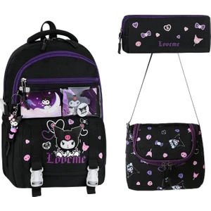 Kawaii Kore Tarzı Kız Çocuk İlkokul Sırt Çantası Termal Beslenme+Kalemlikli Set