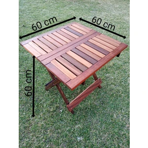Ahşap Iroko Katlanabilir 60X60 Bahçe ve Balkon Masası