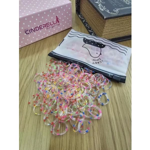 300'LÜ Çantalı Dayanıklı Perma Lastik Toka Seti - Çocuk Bebek Şeffaf Neon Renkli Saç Örgü Lastiği