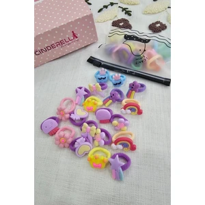 20'li Çantalı Yumuşak Acıtmaz Kız Bebek Havlu Lastik Toka Seti - Renkli Çocuk Lastikli Saç Tokası