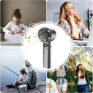 Şarj Edilebilir Mini El Fanı Dijital 120 Kademe Hassas Hız Ayarlanabilir Yüksek Kapasiteli 1500Mah Bataryalı