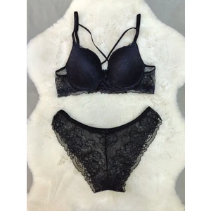 Dantel Detaylı Dolgusuz Çapraz Ipli Balenli Sütyen Külot Takım - Iç Çamaşırı Takımı