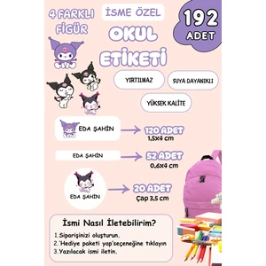 Isme Özel Okul Etiketi Kalem/defter/matara Etiketi Sticker Kuromi Temalı 192 Adet