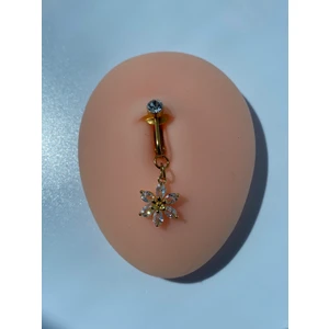 Çelik Göbek Piercing Mıknatıslı Sıkıştırmalı Kullanımlı Çiçek Model