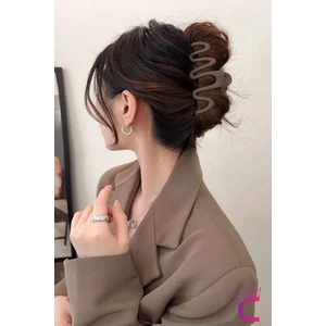 Mat Kahverengi Büyük Boy Kadın Mandal Toka 13CM Plastik - Şık ve Zarif Mandallı Saç Topuz Tokası