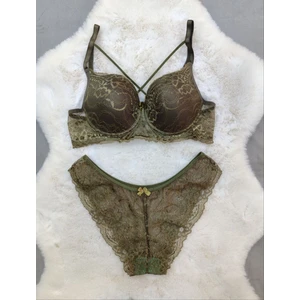 Dantel Detaylı Dolgusuz Çapraz Ipli Balenli Sütyen Külot Takım - Iç Çamaşırı Takımı