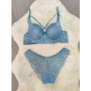 Dantel Detaylı Dolgusuz Çapraz Ipli Balenli Sütyen Külot Takım - Iç Çamaşırı Takımı