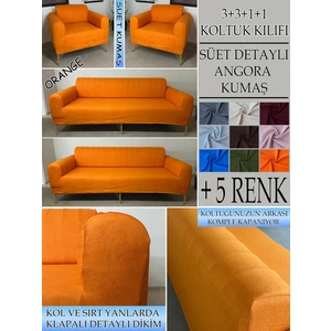 Süet Detaylı Angora Kumaş 3+3+1+1 Komple Giydirme Kanepe&çekyat, Bohem, Porto, Vb. Model Koltuk Kılıfı