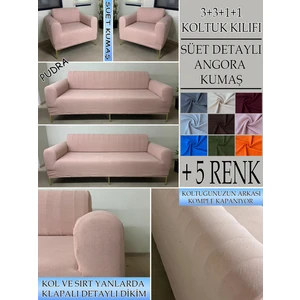 Süet Detaylı Angora Kumaş 3+3+1+1 Komple Giydirme Kanepe&çekyat, Bohem, Porto, Vb. Model Koltuk Kılıfı